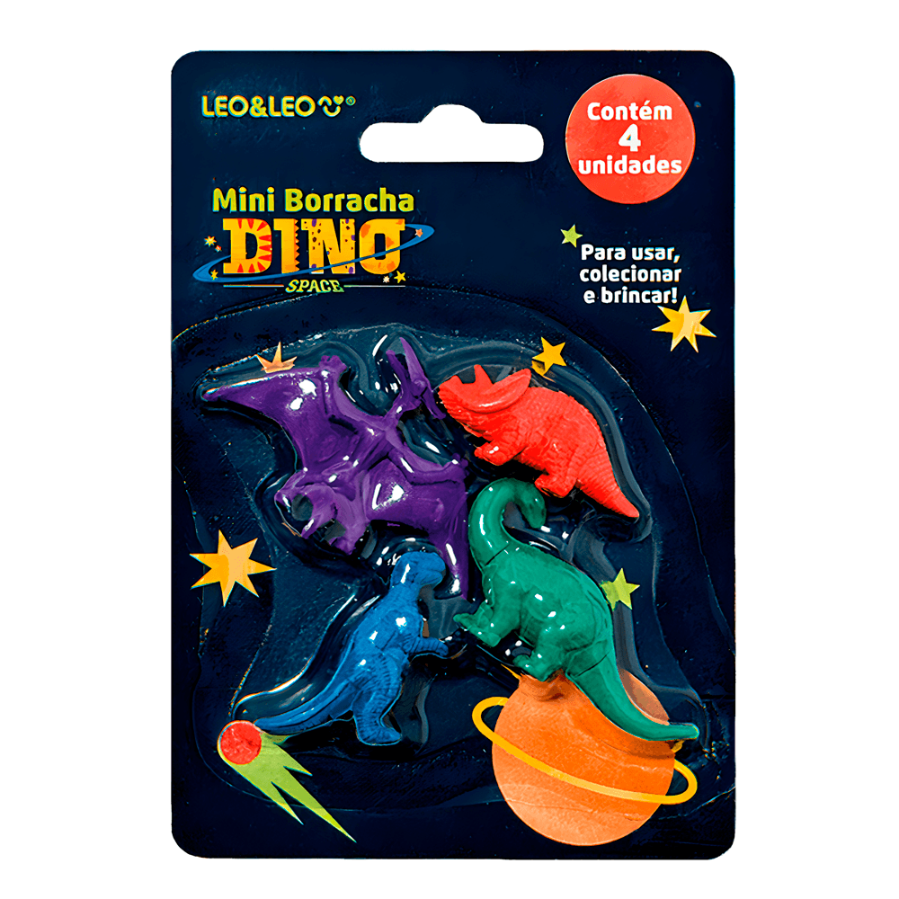 Mini Borracha Dino Space com 4 Unidades 1 - Leo-Leo